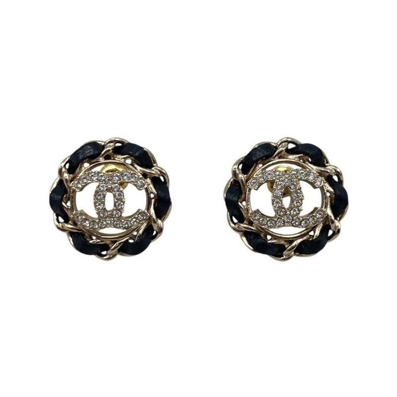 Chanel Coco Rhinestones Lambskin Metal Circle