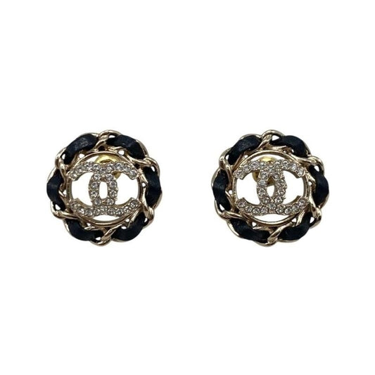 Chanel Coco Rhinestones Lambskin Metal Circle