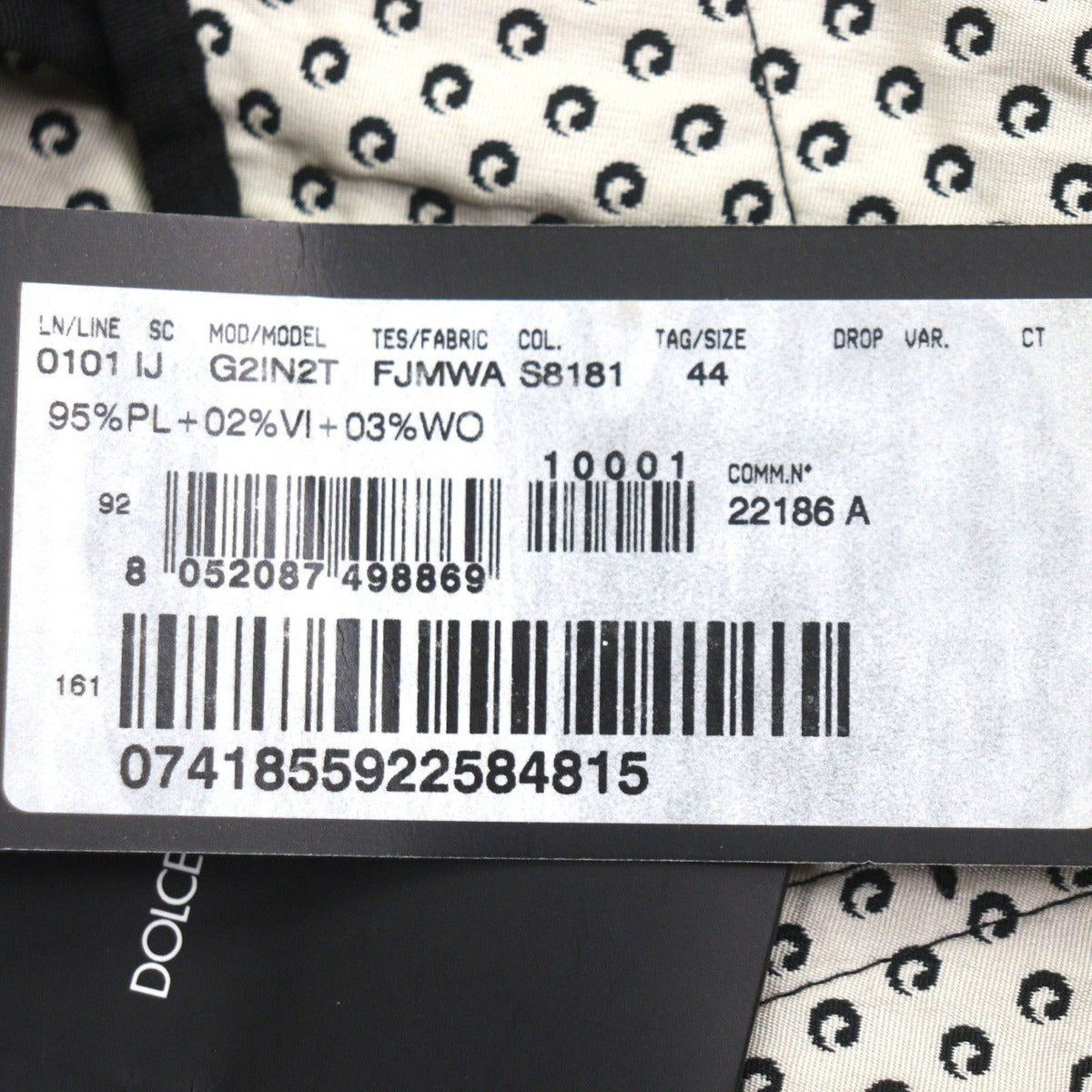 Dolce & Gabbana Wool Blend Black Tag All Over Pattern Single Jacket — view 12