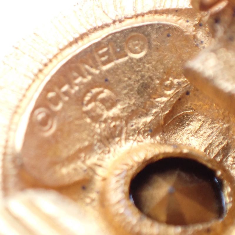 Chanel Ear Ring Stone Gold 63ka993