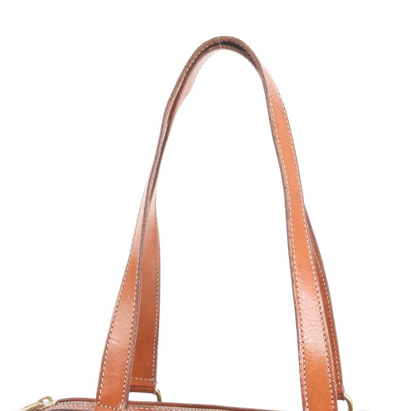 Vintage Celine Macadam Triomphe Leather Handbag Mini Boston Brown Tote Women's