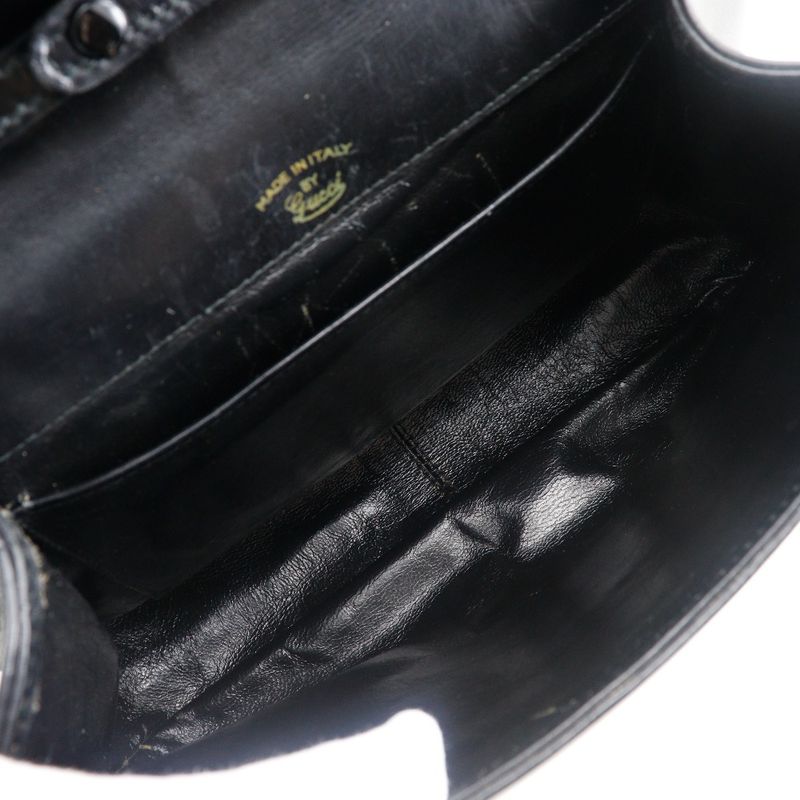 Gucci Old Gucci Sherry Line 2WAY Clutch Calf Black Ladies Shoulder Bag