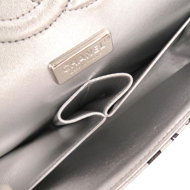 Chanel Matelasse 25 Print Double Flap Leather Black 23rd Silver Hardware