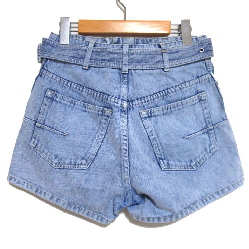 Cleaned 22SS Christian DIOR Denim Shorts With Belt I38 Indigo Blue Women's Used