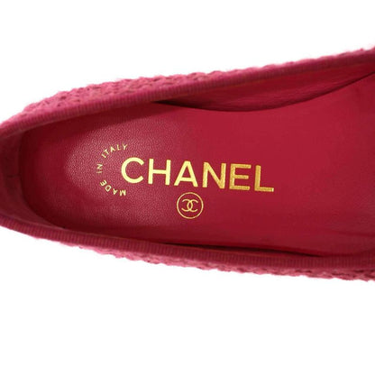 Chanel Ballerina Coco Mark Tweed Flat Shoes Pink 34 1 2