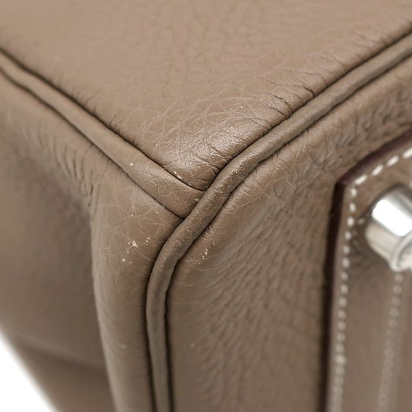 Hermes Handbag Birkin 30 Togo Etoupe Silver Hardware Glazed with Recolor