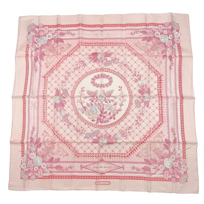 Hermes Carre 90 Jeux de Paille Silk Scarf All Over Birds Butterflies Flowers