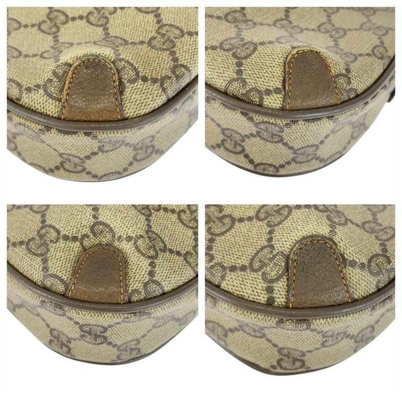 Gucci Vintage Sherry Line Beige Brown GG Supreme Canvas 89 02 066 Shoulder Bag