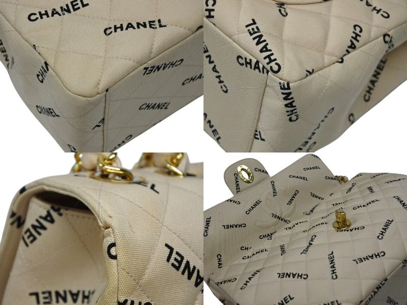 Chanel Maxi Quilted 34 S Flap Chain Shoulder Bag CC Logo Canvas Gold — view 8
