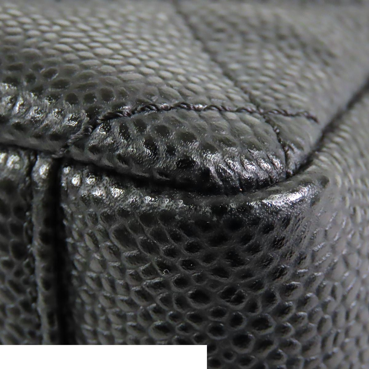 Chanel Petite Shopping Tote Bag PST Black Gold Caviar Leather Quilted — view 6