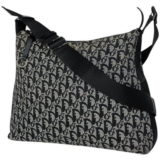 Dior Trotter Pattern Shoulder Bag Crossbody Canvas Black