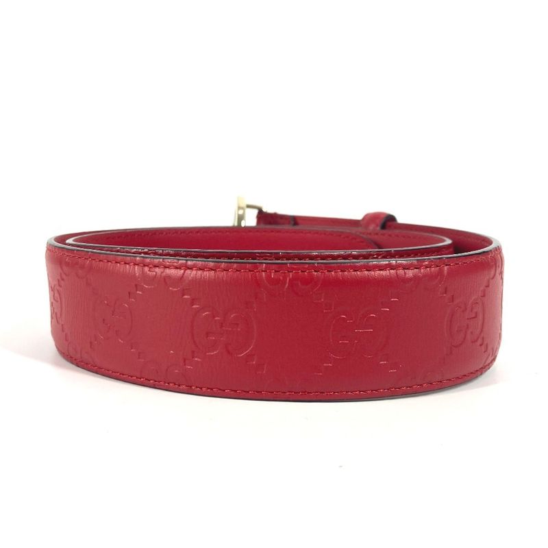 Gucci Belt GG Buckle 370543 Cima Leather Red