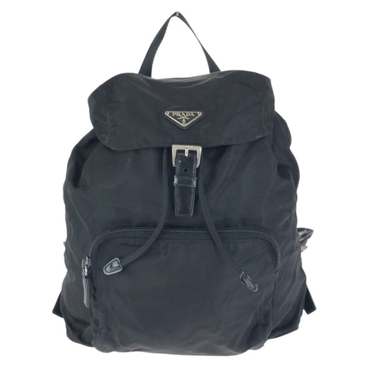 Prada Tessuto Black Silver Nylon Leather Backpack