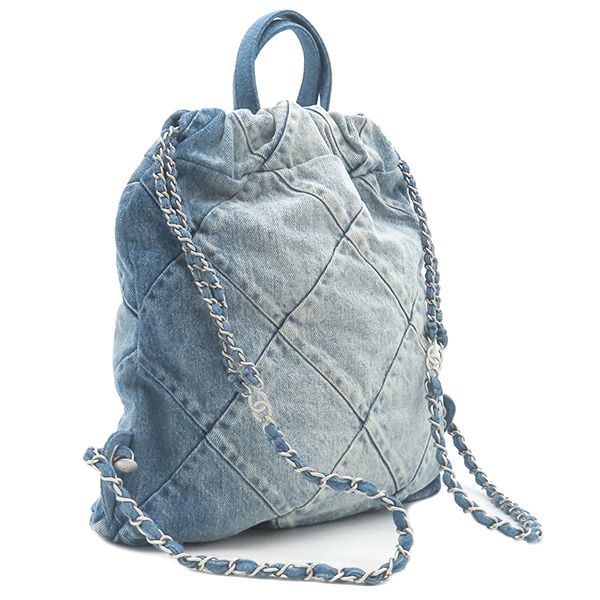 Chanel Backpack Daypack Chanel 22 Backpack Sac Denim Blue Matte Silver Hardware