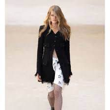 CHANEL 22C P71826 Runway Wear Rhinestone Coco Button Iridescent Tweed Coat