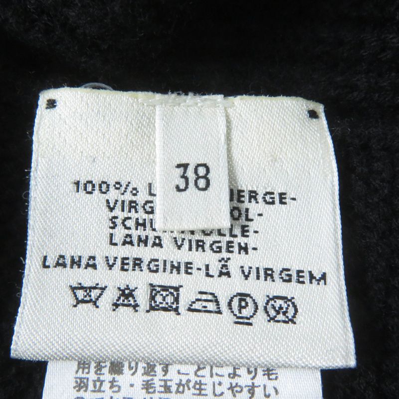 Hermes 20AW 100% Wool H Motif Long Sleeve Knit Top Black 38 Made In Italy