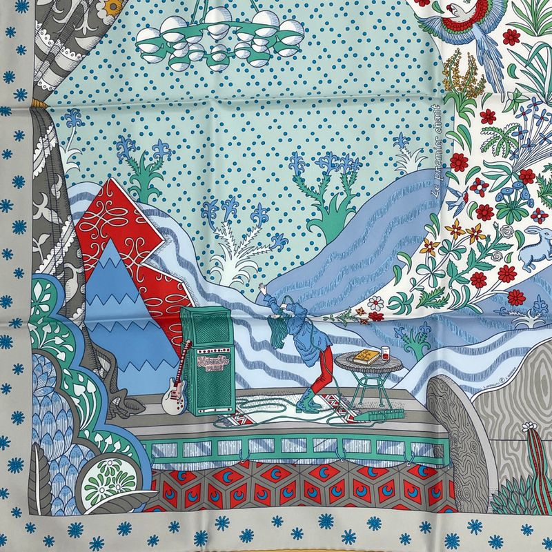 Hermes Carre 90 Le Premier Chant Song Of Beginnings Scarf Multicolor With Box