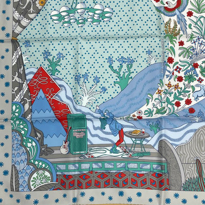 Hermes Carre 90 Le Premier Chant Song Of Beginnings Scarf Multicolor With Box