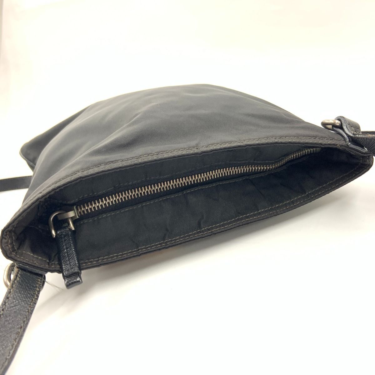 Prada Flower Embroidery Nylon Crossbody Shoulder Bag Black