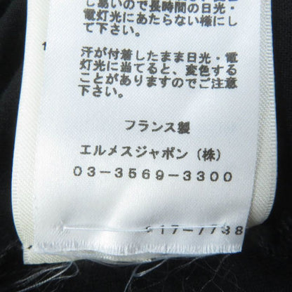 Hermes 2021ss 100% Cotton Front Silk Design Short Sleeve Dress Black 34 Made In