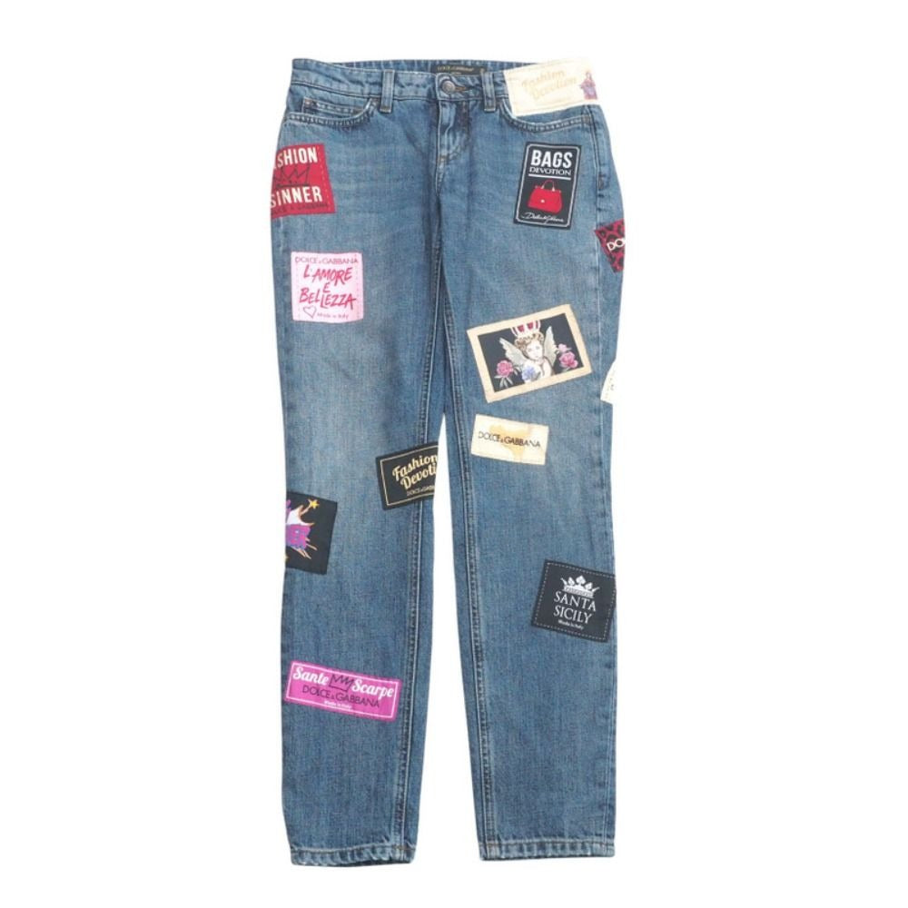 Dolce & Gabbana Denim Pants 36 Santa Sicily Patch Indigo