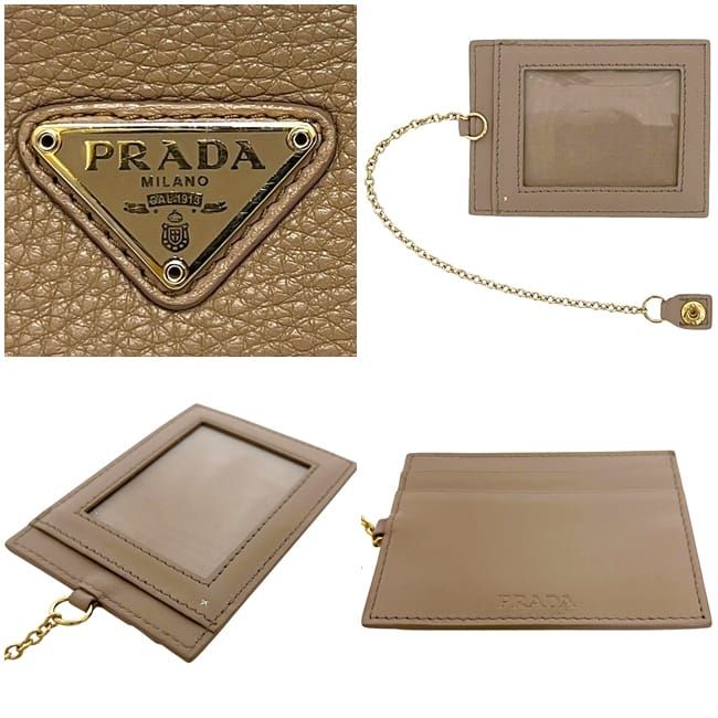 Prada Bifold Long Wallet Beige 1mh132 Wallet Excellent Condition Leather