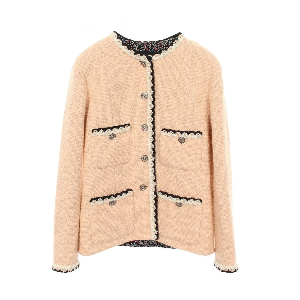 Chanel Colorless Jacket Tweed Wool