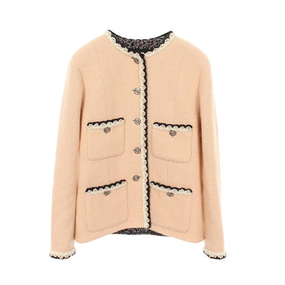 Chanel Colorless Jacket Tweed Wool