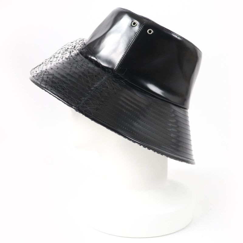 Christian DIOR 95tdd924g135 Oblique Bucket Hat With Veil Tulle Black 59 Made In