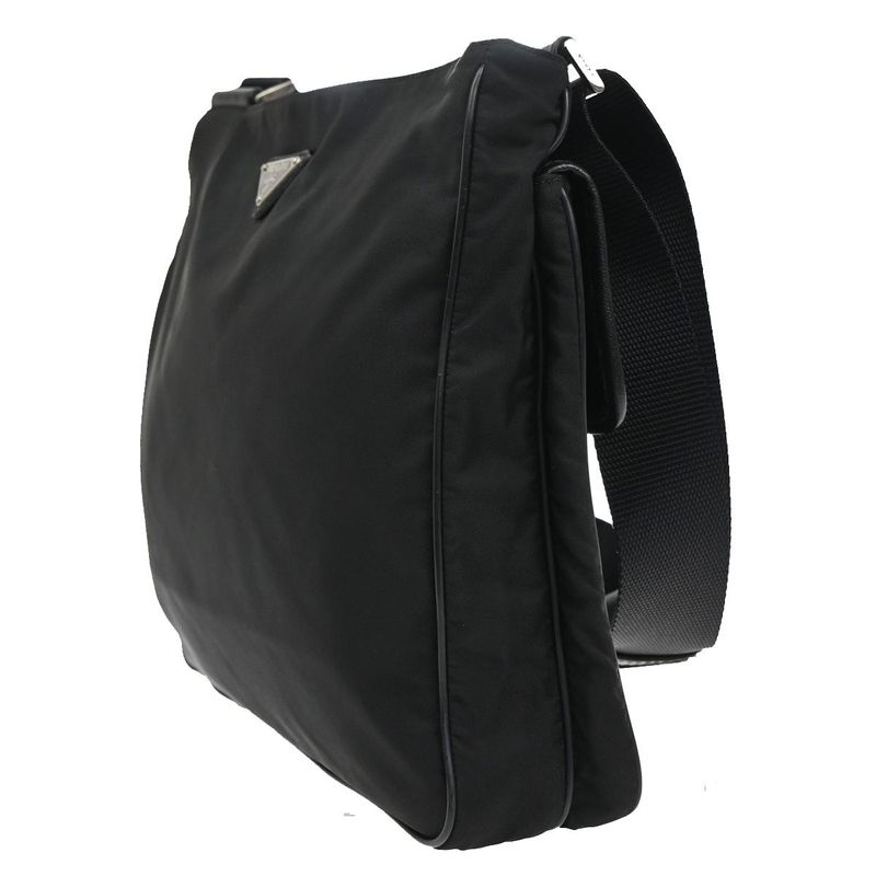 Prada Shoulder Bag Nylon Leather Black 87ka725