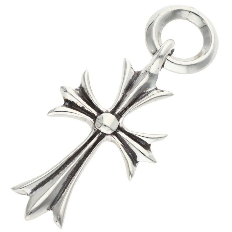 Chrome Hearts Tiny CH Cross Charm Silver Necklace Top