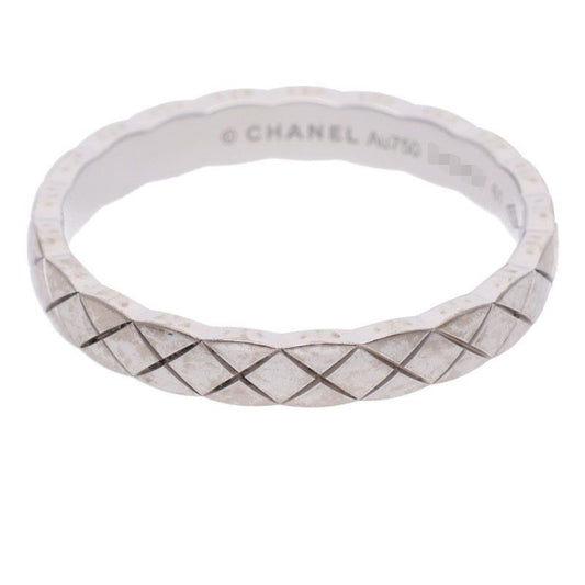 Chanel Coco Crush Small 18K White Gold Quilted Ring 61