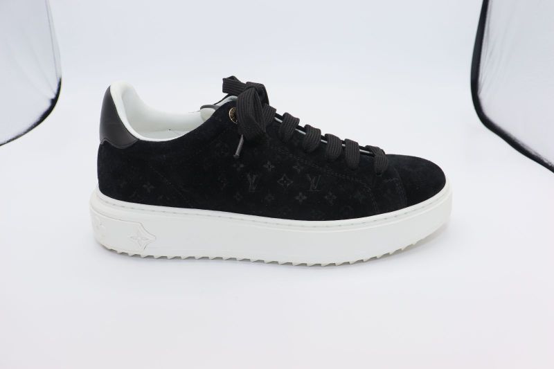 Louis Vuitton Monogram Time Outlines 23 Years Leather X Suede Sneakers Women's