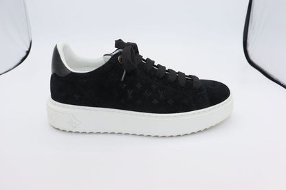 Louis Vuitton Monogram Time Outlines 23 Years Leather X Suede Sneakers Women's