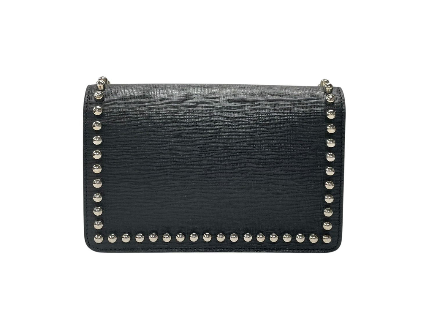 Fendi Shoulder Bag Chain Wallet Karl Lagerfeld Leather Black Silver — view 3