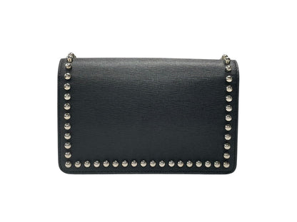 Fendi Shoulder Bag Chain Wallet Karl Lagerfeld Leather Black Silver — view 3