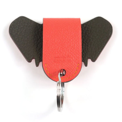 Hermes Petite Ash Elephant Leather Rouge Coup Key Ring Bag Charm Red With Box