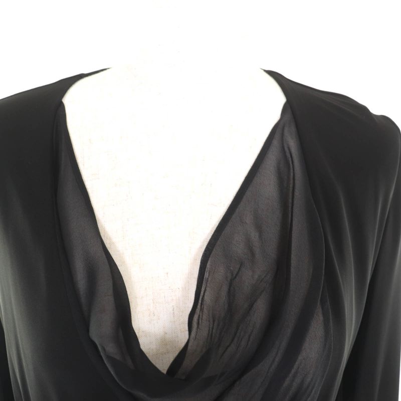 Gucci 310720 Ribbon Design Silk Wrap Dress Black M Hanger Genuine