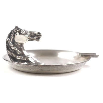 Hermes Vintage Cheval Horse Ashtray Metal Horse Motif Silver Men's