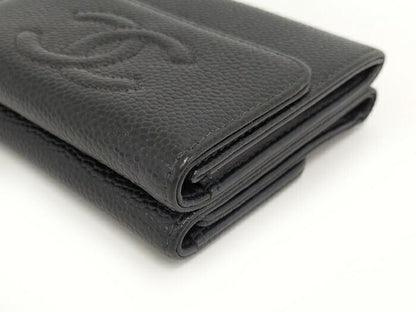 Chanel W Hook Wallet In Caviar Skin Leather Black