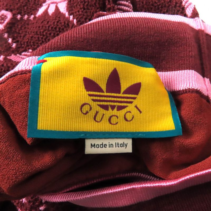 Gucci×adidas 693830 GG Trefoil Wool Jacquard Jogger Pants Bordeaux Pink S Made