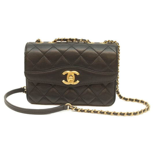 Chanel Black Rum Gold Coco Vintage Flap Miniature Lace 18