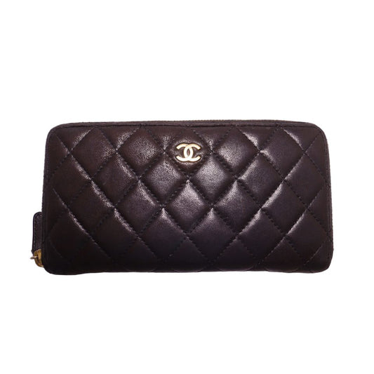 Chanel Quilted Lambskin Zip Around Wallet