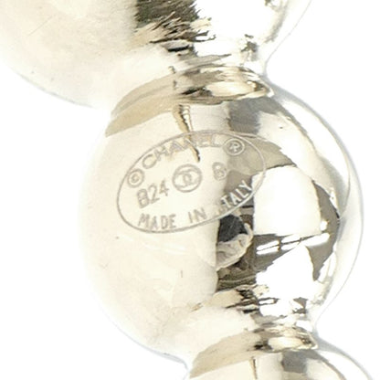 Pair Of Chanel Earrings Coco Mark CC Mark Abe124 B24 B Silver Accessorie