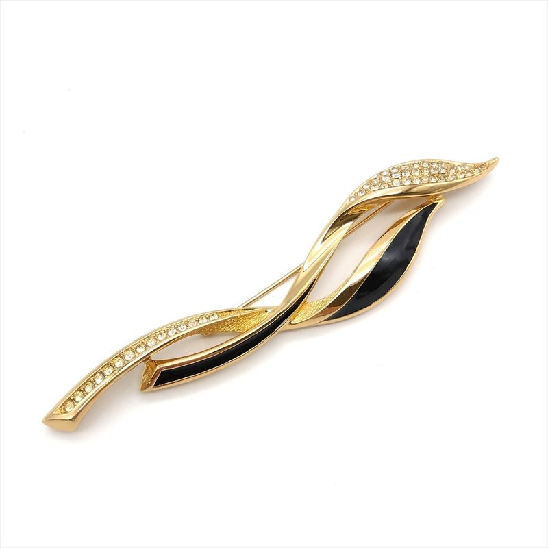 Dior Brooch Accessory Set Earrings Metal Gold Ladies