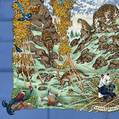 Hermes Carre 90 Sichuan Silk Scarf Blue