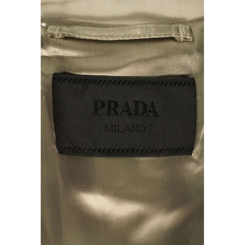 Prada Sgc 473 Wool Trench Coat with Belted Triangle Felt Patch 46 — view 3