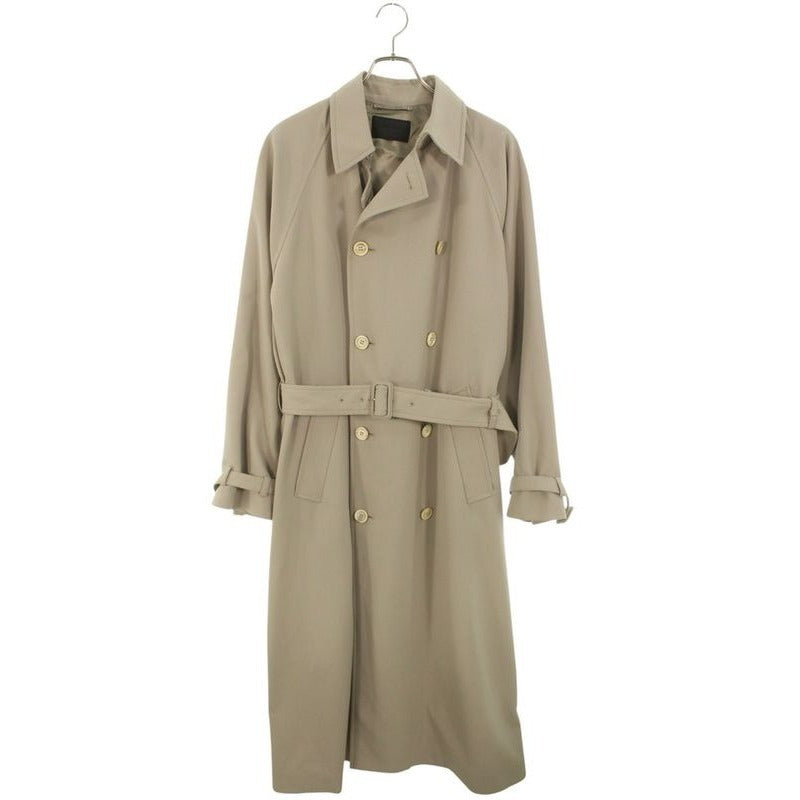 Prada Sgc 473 Wool Trench Coat with Belted Triangle Felt Patch 46