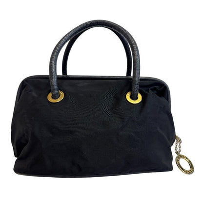 Celine Circle Logo Vintage Nylon Handbag Black