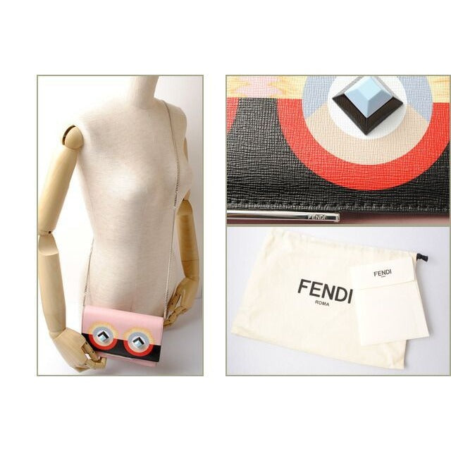 Fendi Wallet With Chain Mini Bag Leather 8 M0346 SQT F02 L0 Multicolor Pink — view 9